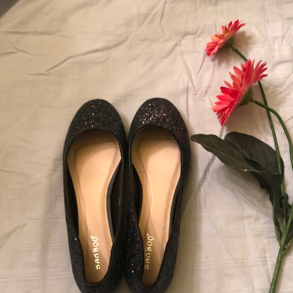 Bamboo black glitter ballet flats